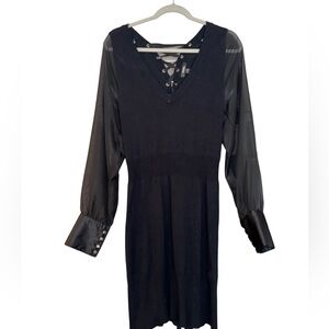 Beautiful xoxo black sweater dress with sheer sleeves worn once